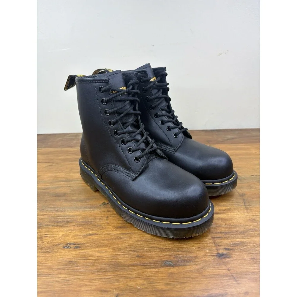 Dr Martens DM556 Mens Black Leather Steel Toe Work Safety Boots US 7 NWOB
